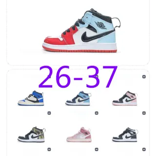 Tênis de basquete infantil Air Jordan 1 Retro OG vermelho branco azul claro preto