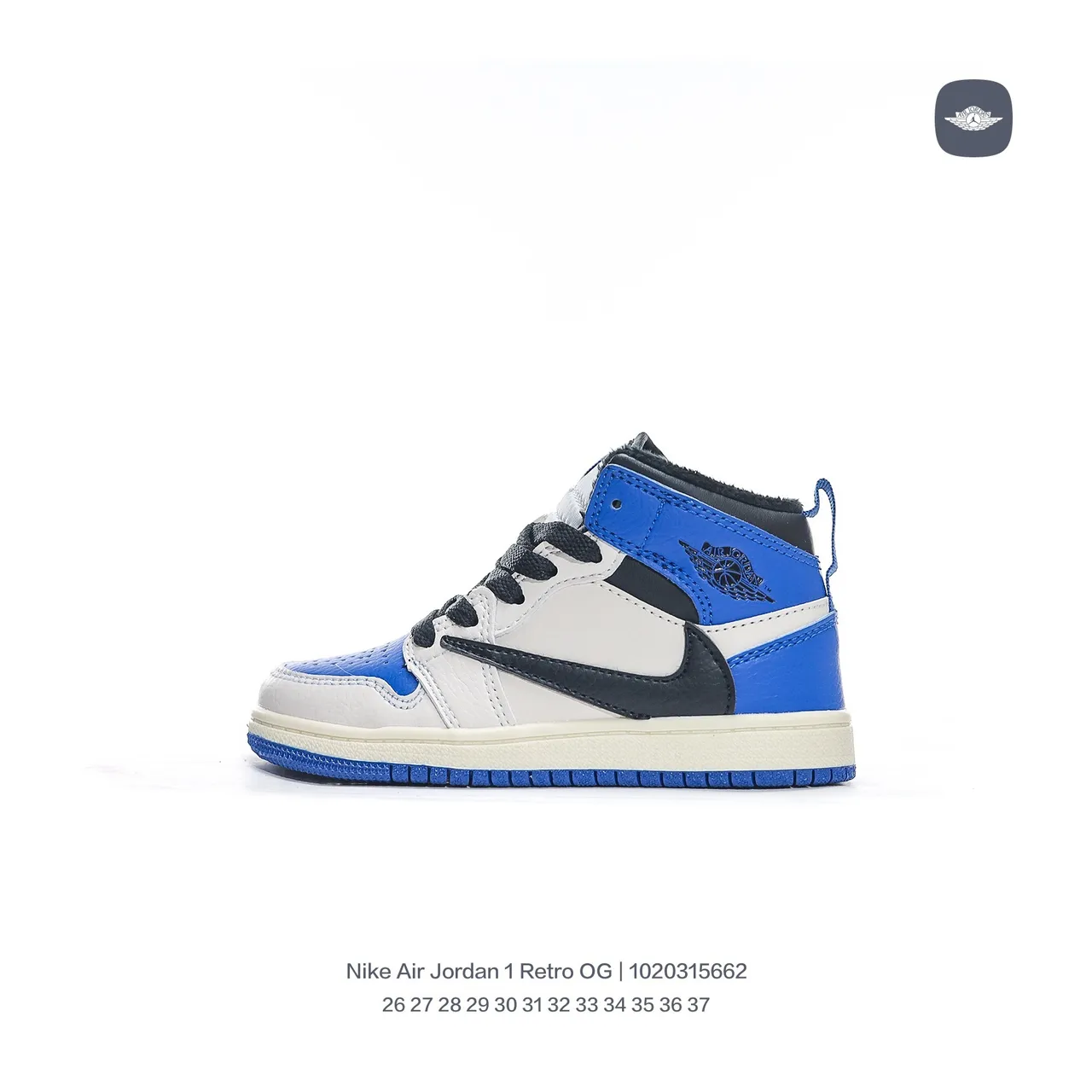 Tênis de basquete infantil Air Jordan 1 Retro OG vermelho branco azul claro preto 6