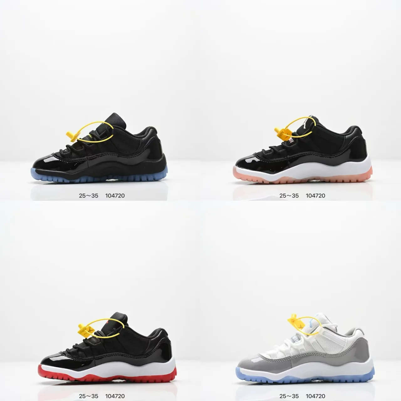 Tênis de basquete Air Jordan 11 em verniz preto com sola azul 6