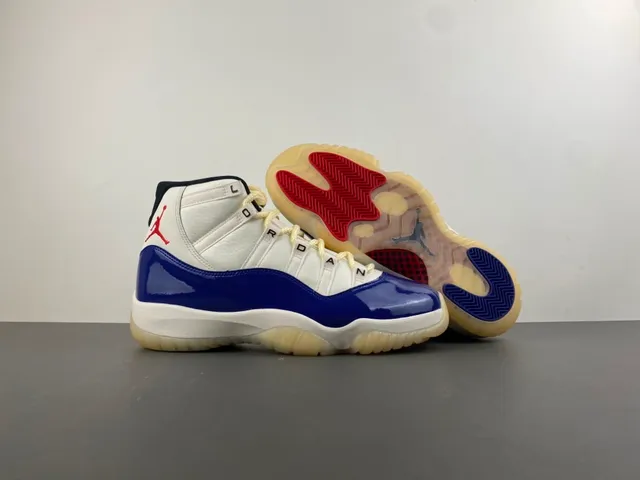 Air Jordan 11 সাদা রয়্যাল ব্লু পেটেন্ট লেদার বাস্কেটবল জুতো 13