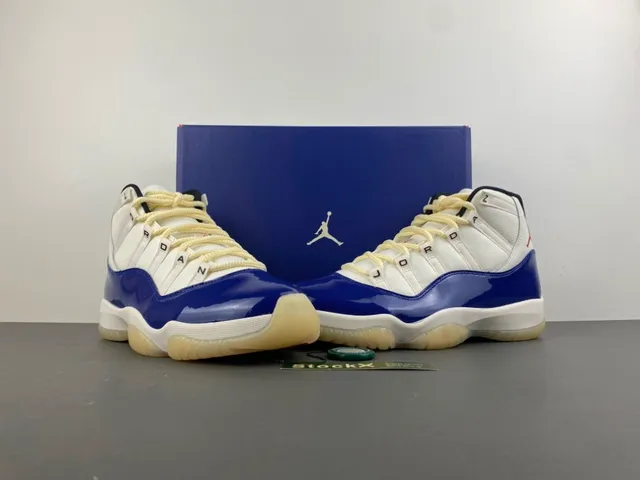 Air Jordan 11 সাদা রয়্যাল ব্লু পেটেন্ট লেদার বাস্কেটবল জুতো 14