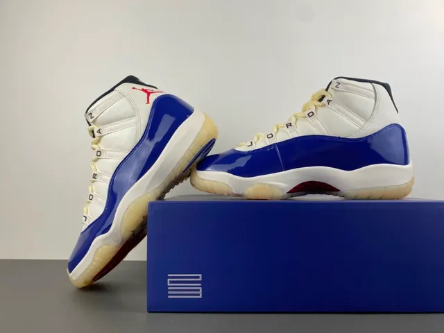 Air Jordan 11 সাদা রয়্যাল ব্লু পেটেন্ট লেদার বাস্কেটবল জুতো 16