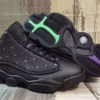 Air Jordan 13 কালো সবুজ হাই-টপ ডেনিম-টেক্সচার্ড আপার বাস্কেটবল জুতো