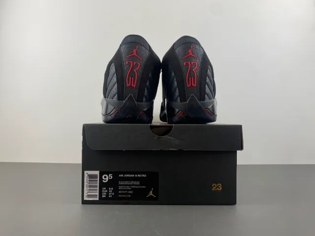 Air Jordan 14 काले लाल बास्केटबॉल जूते 16
