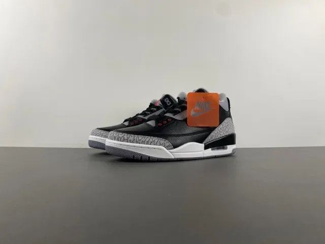 Air Jordan 3 أسود سيمنت طباع الفيل أحذية كرة السلة 9