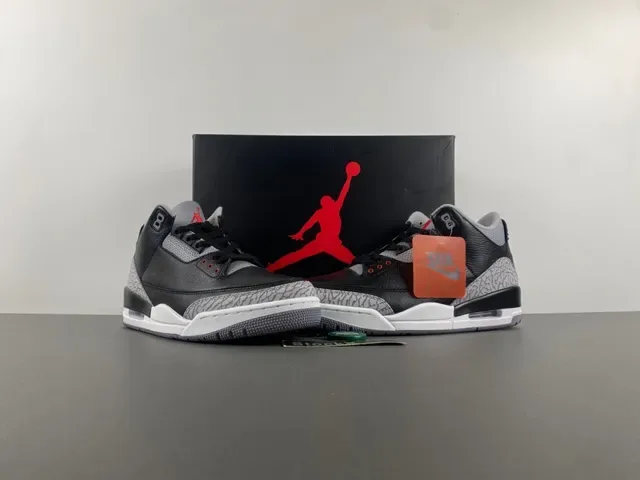 Air Jordan 3 أسود سيمنت طباع الفيل أحذية كرة السلة 12