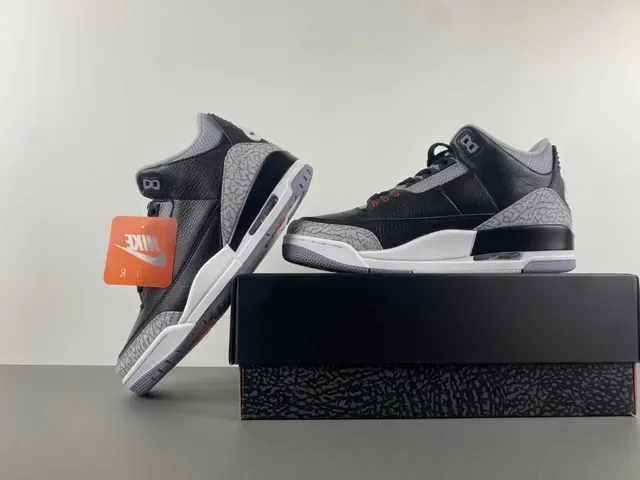 Air Jordan 3 أسود سيمنت طباع الفيل أحذية كرة السلة 13