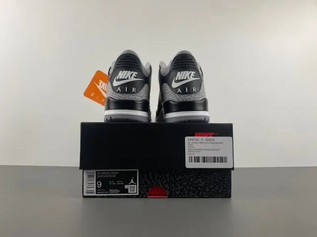 Air Jordan 3 أسود سيمنت طباع الفيل أحذية كرة السلة 16