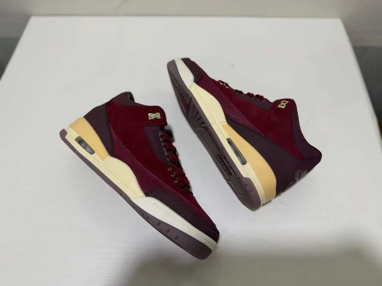 Air Jordan 3 Maroon Suede High-Top Basketball Shoes 4