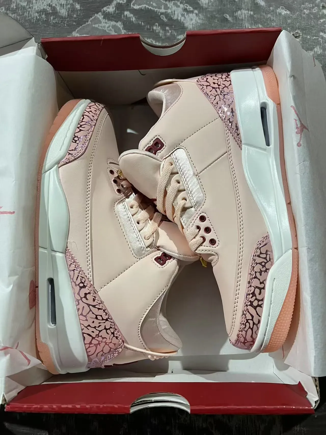Air Jordan 3 Pale Pink Elephant Print Basketball Shoes 9