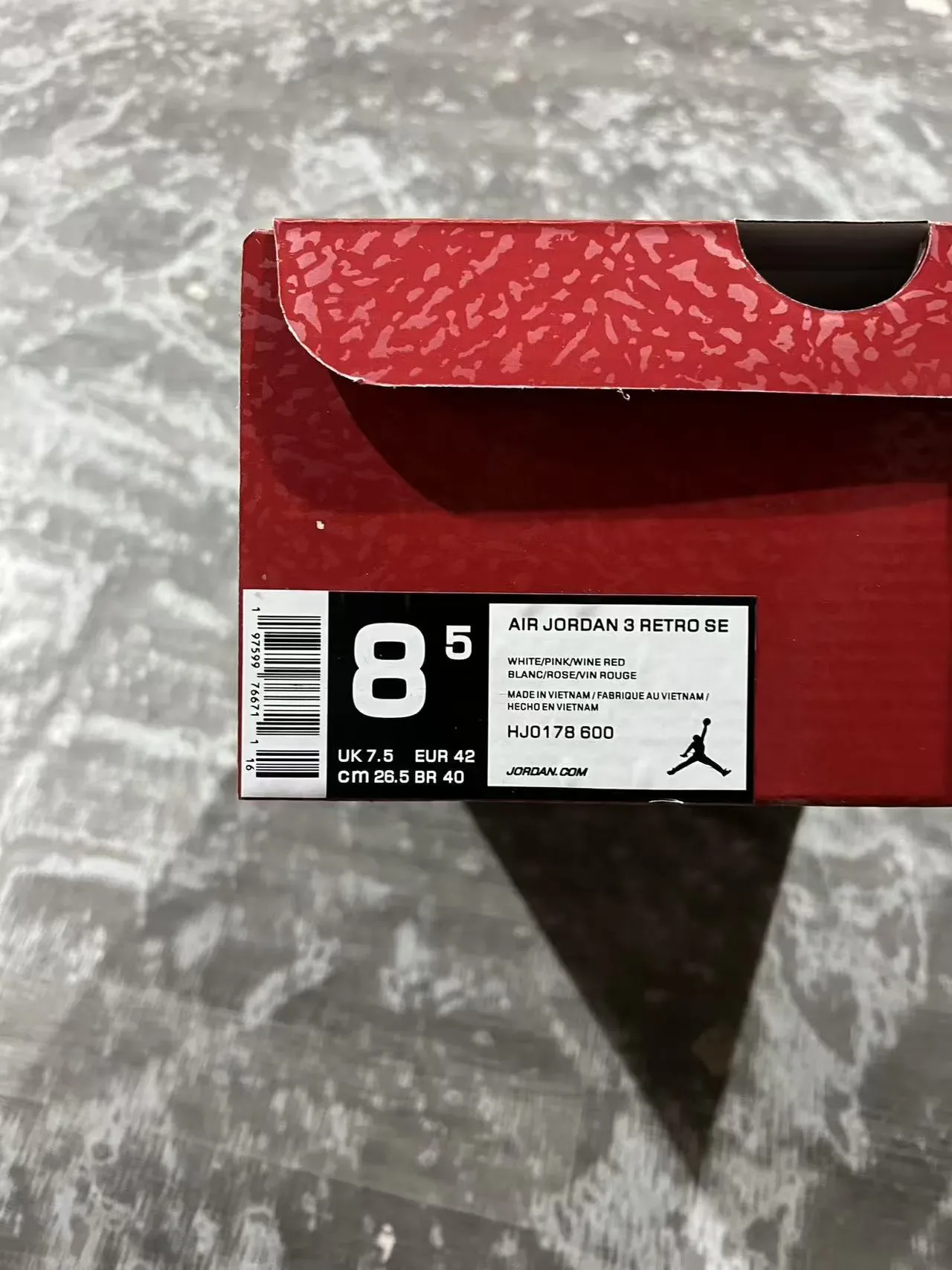Air Jordan 3 Pale Pink Elephant Print Basketball Shoes 10