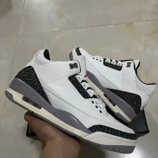 Air Jordan 3 সাদা কালো সিমেন্ট বাস্কেটবল জুতো