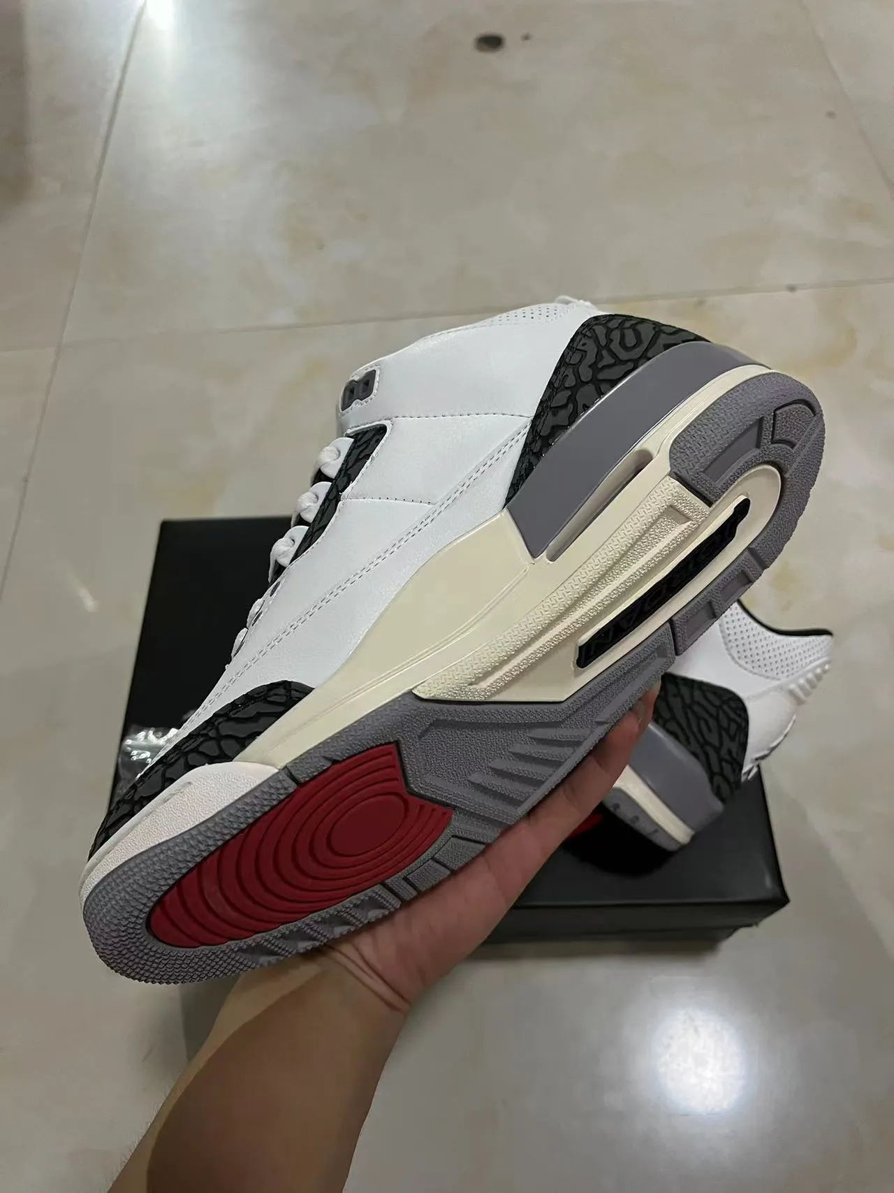 Air Jordan 3 White Black Cement Basketball Shoes 6