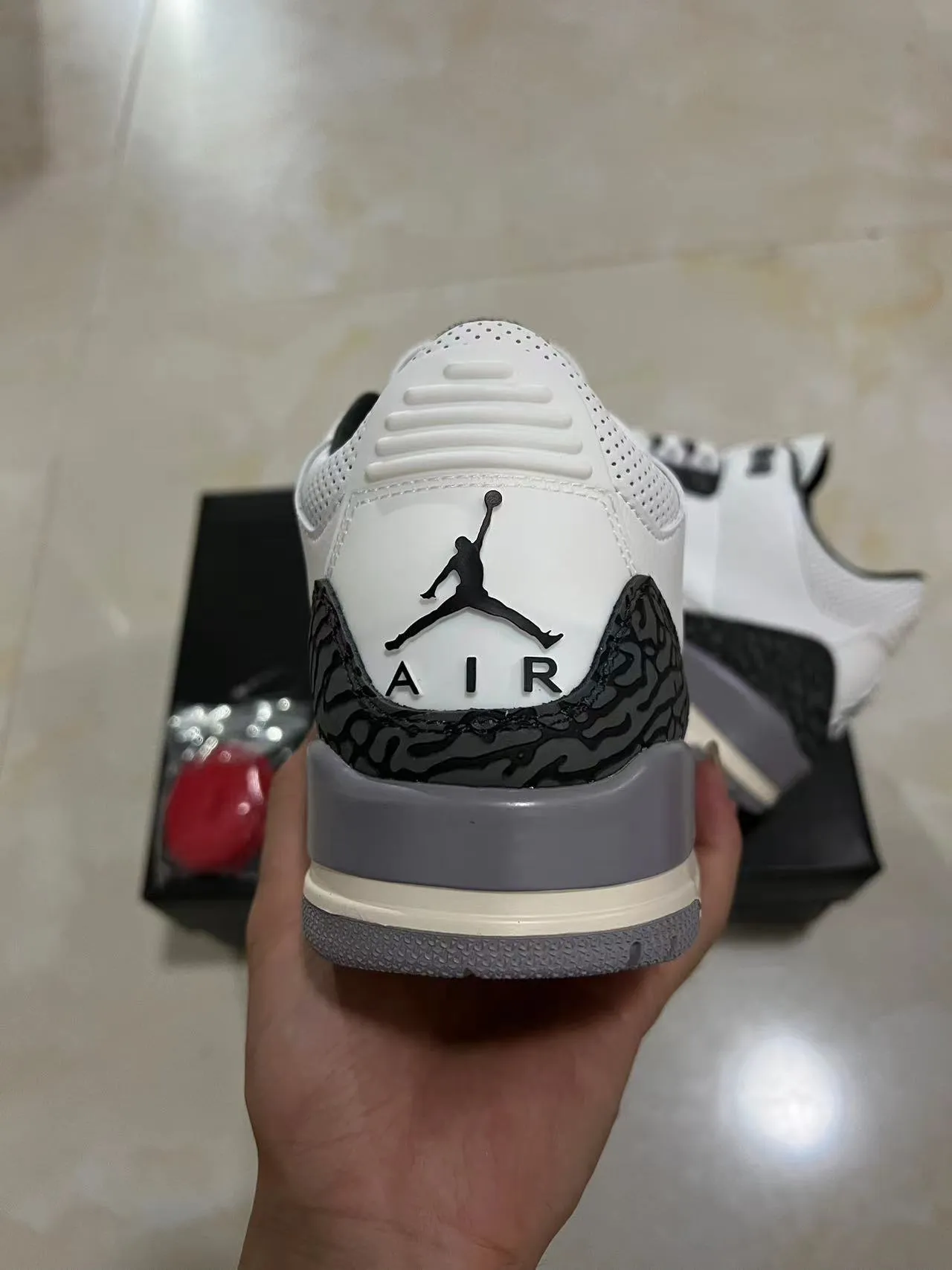 Air Jordan 3 White Black Cement Basketball Shoes 8