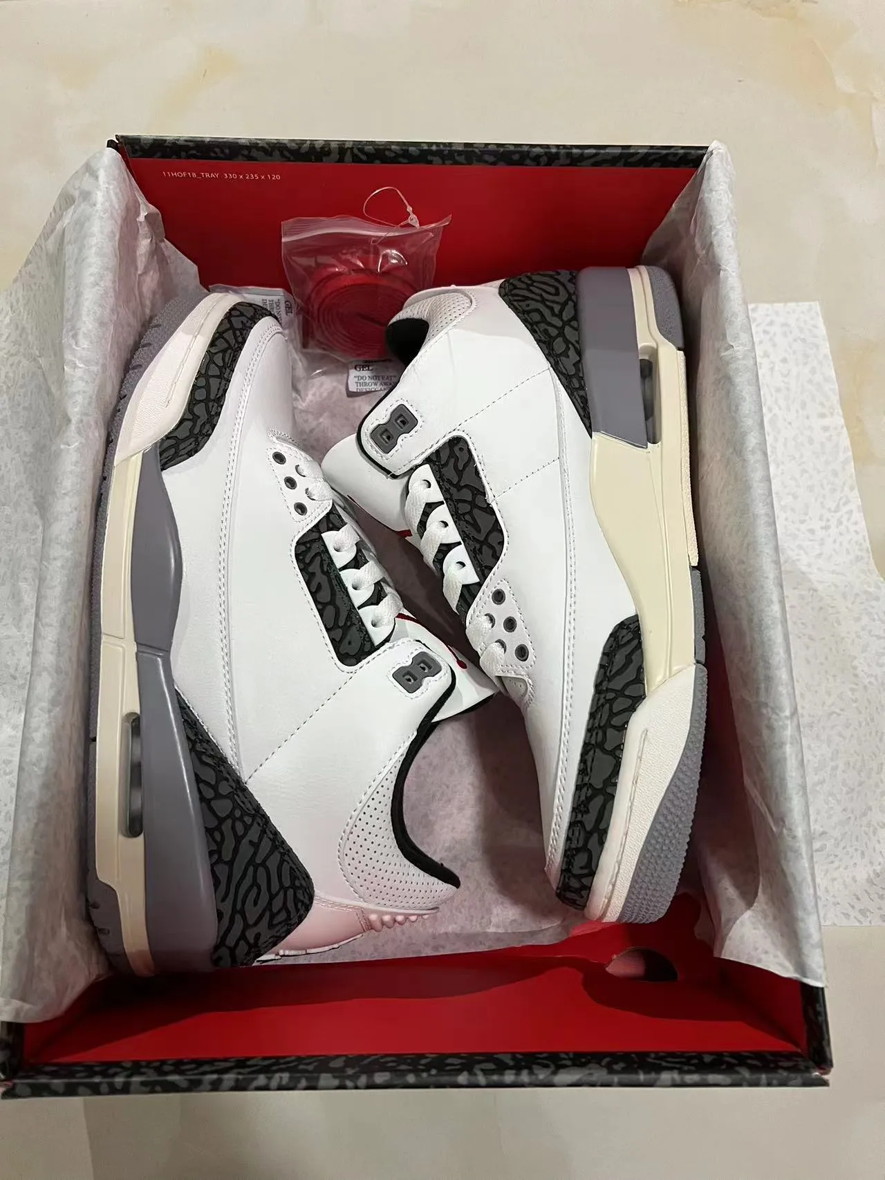 Air Jordan 3 White Black Cement Basketball Shoes 9