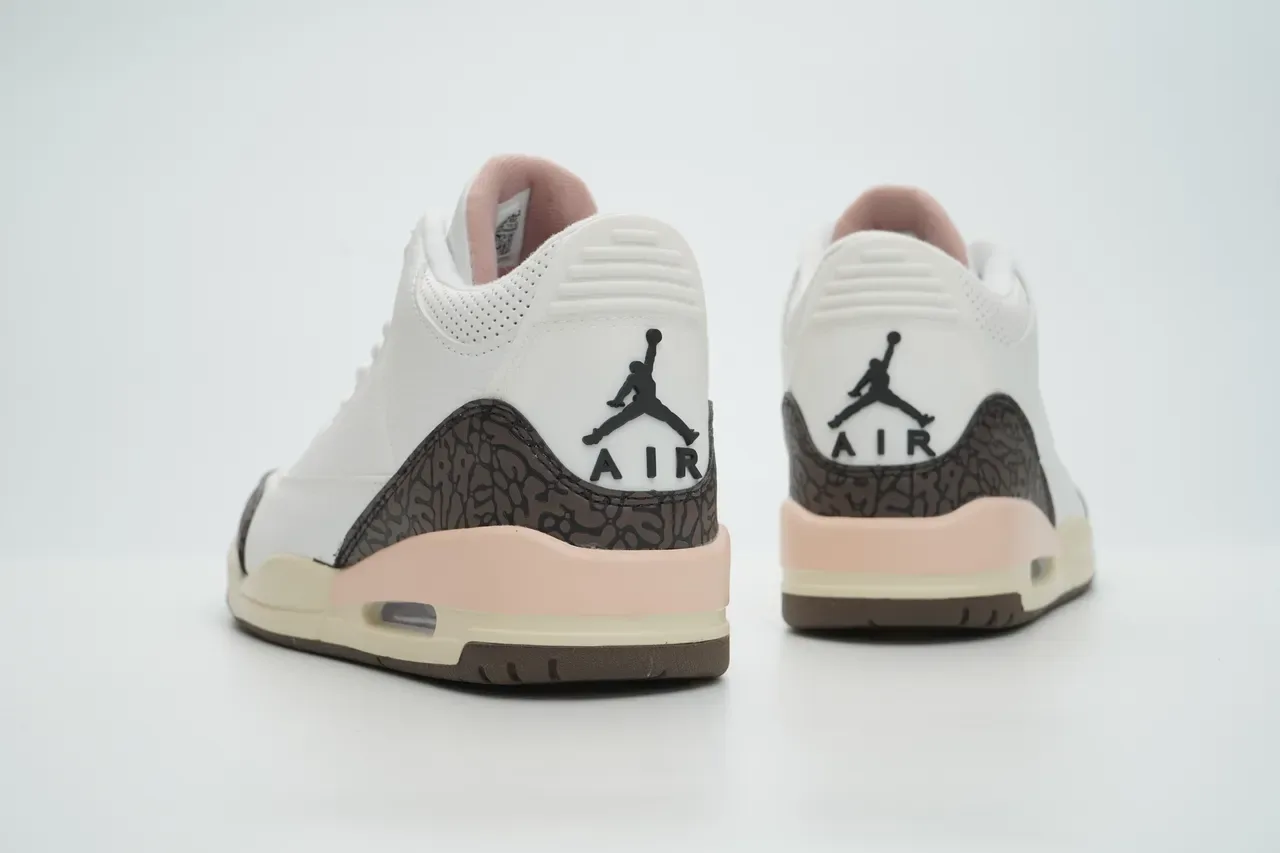 Air Jordan 3 White Brown Pink Elephant Print Basketball Shoes 8