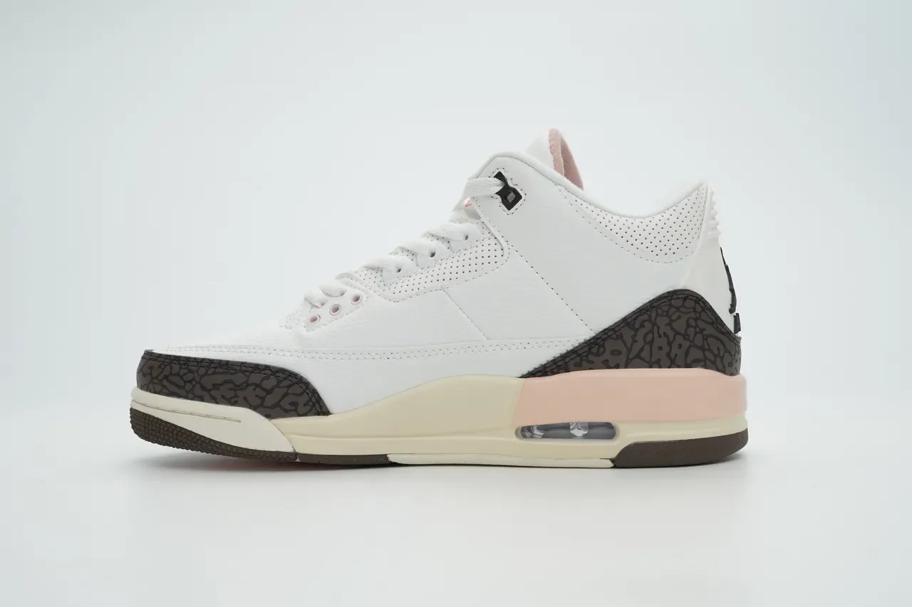 Air Jordan 3 White Brown Pink Elephant Print Basketball Shoes 10