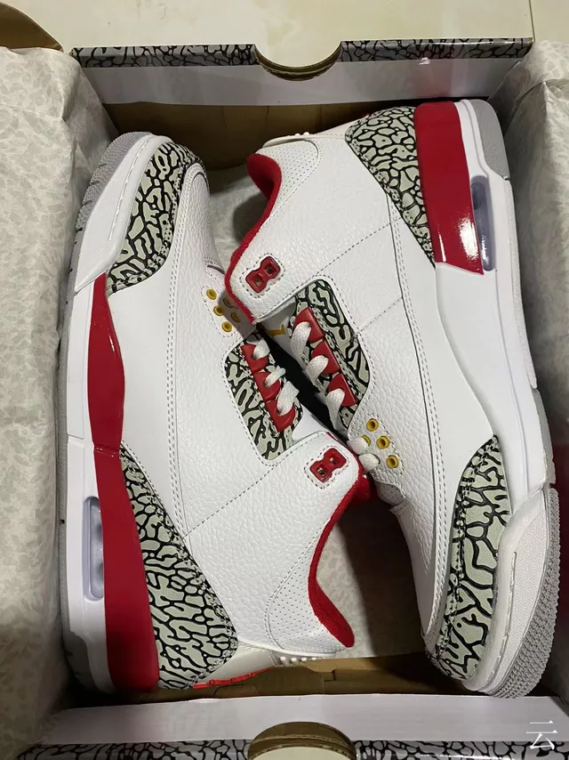 Tênis de basquete Air Jordan 3 branco cimento vermelho 7