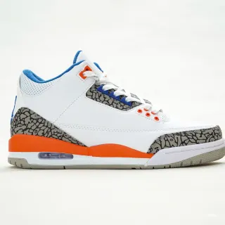 Zapatillas de baloncesto Air Jordan 3 blanco naranja azul con estampado de elefante