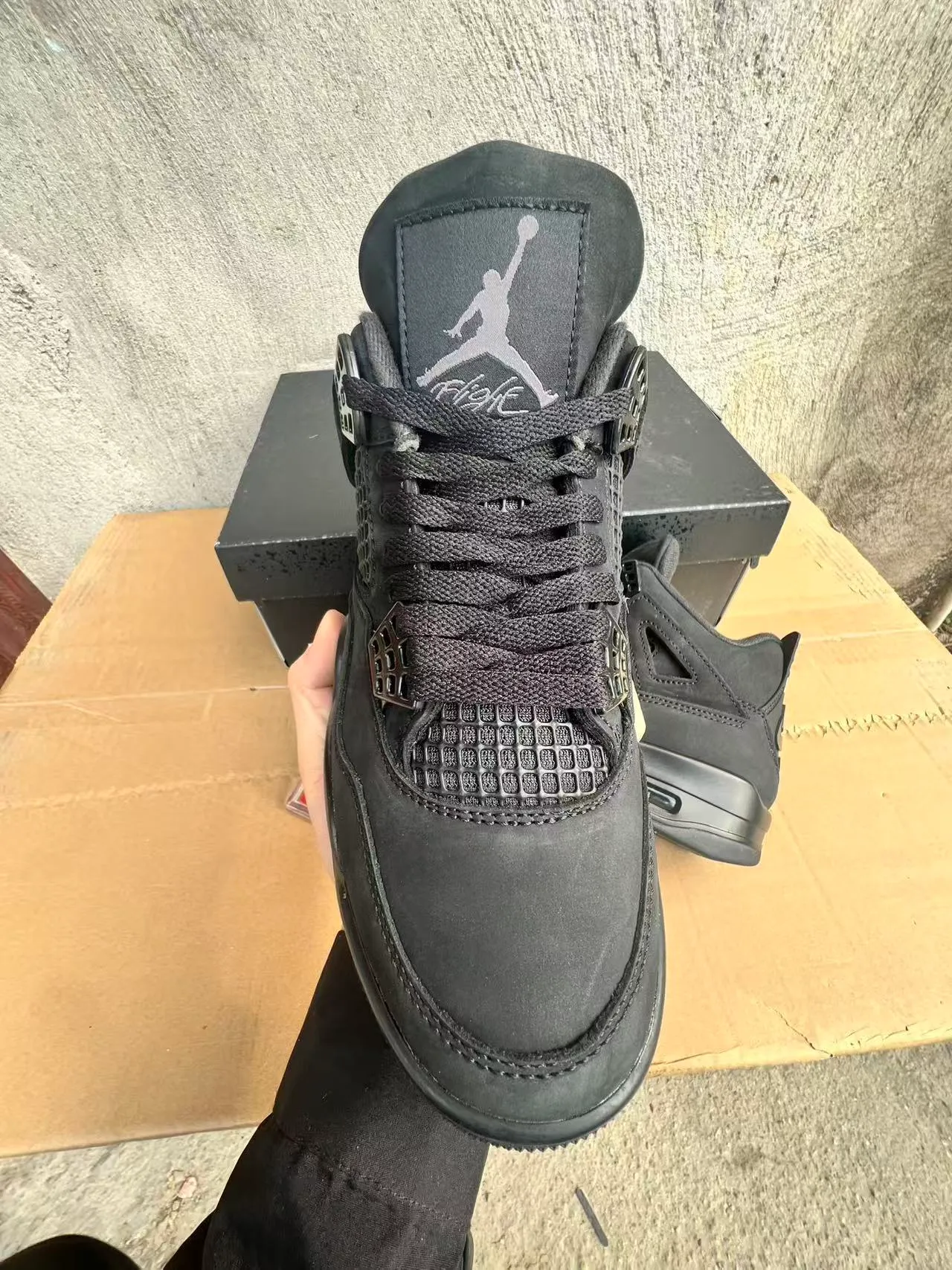 Tênis de basquete Air Jordan 4 preto monocromático 3