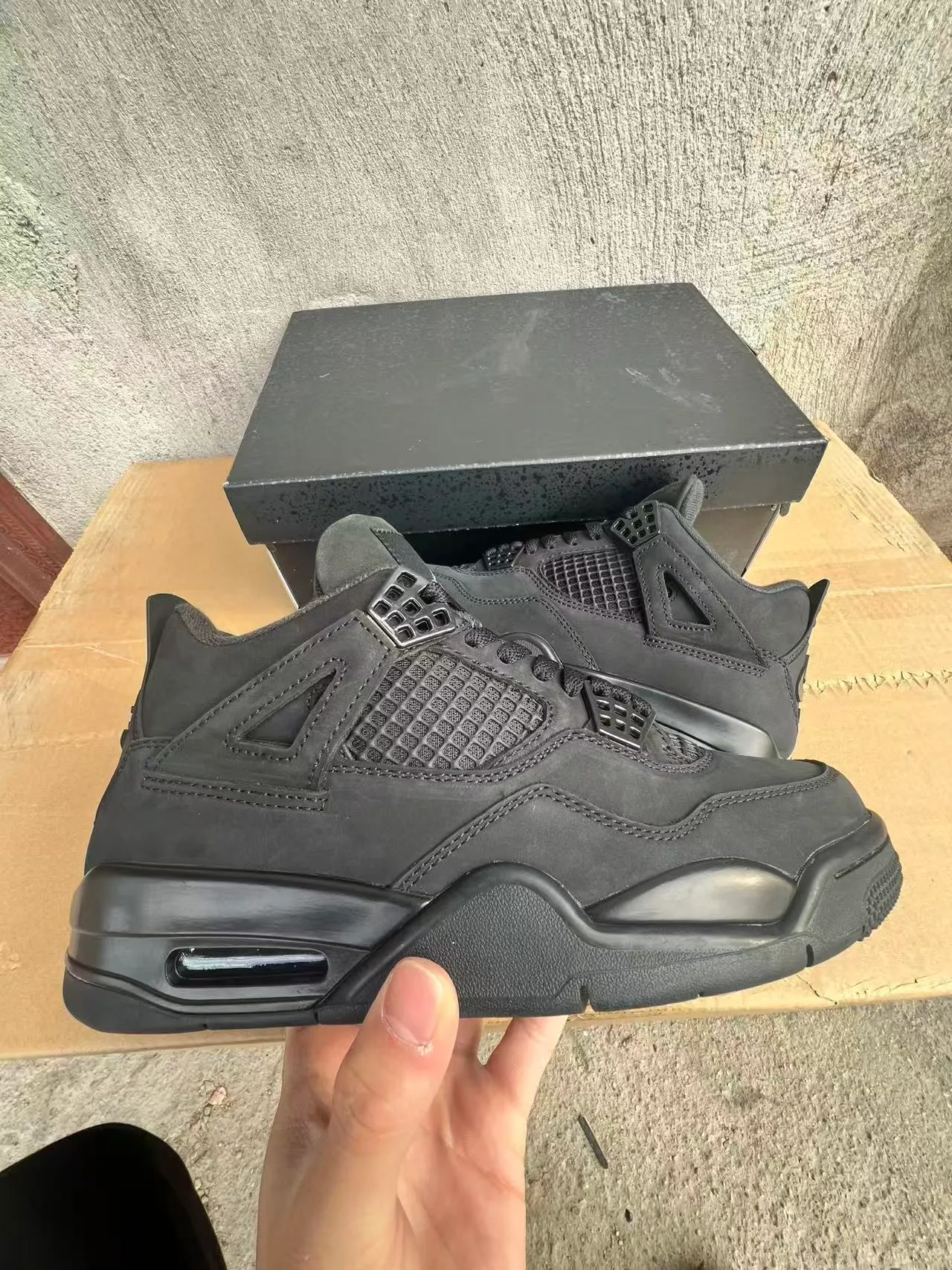 Tênis de basquete Air Jordan 4 preto monocromático 7