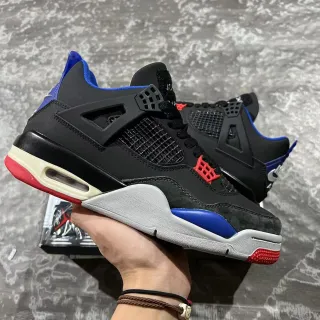 Tênis de basquete Air Jordan 4 preto azul royal vermelho