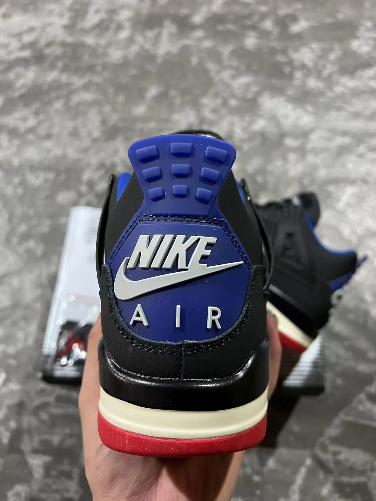 Tênis de basquete Air Jordan 4 preto azul royal vermelho 8