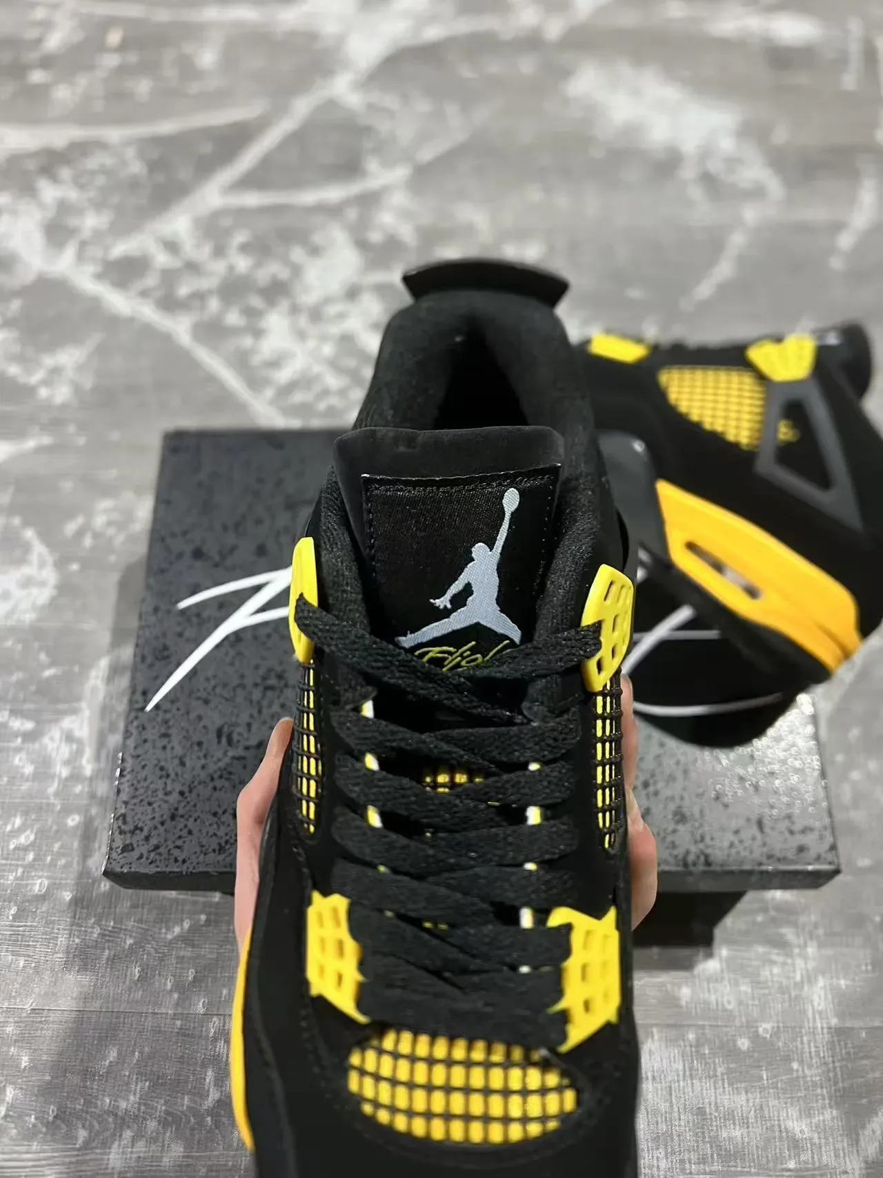 Air Jordan 4 Tênis de Basquete Preto Amarelo 4