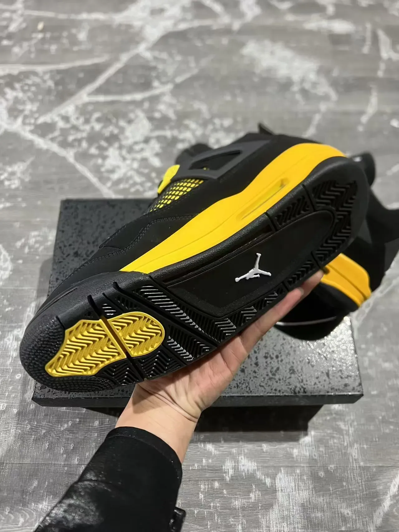 Air Jordan 4 Tênis de Basquete Preto Amarelo 6