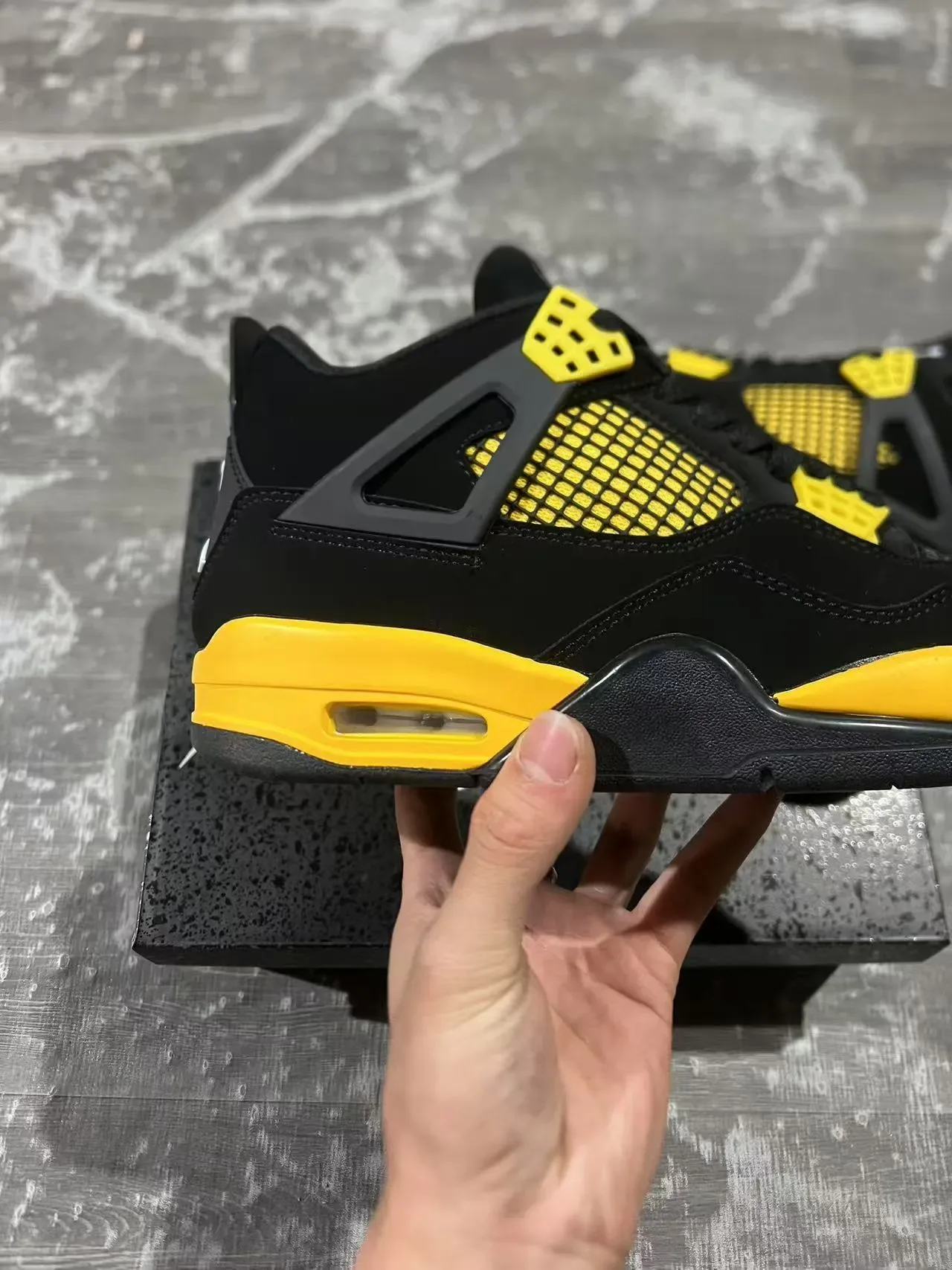 Air Jordan 4 Tênis de Basquete Preto Amarelo 7