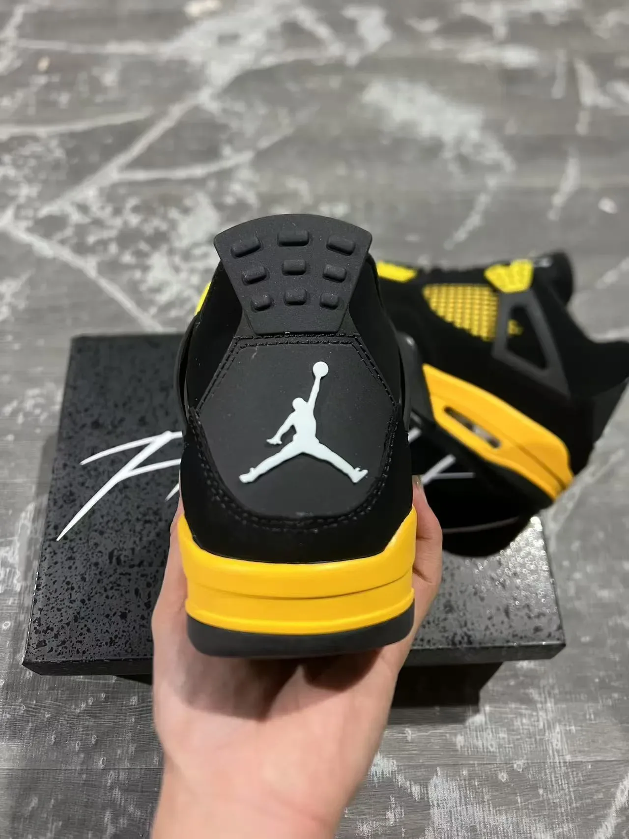 Air Jordan 4 Tênis de Basquete Preto Amarelo 8