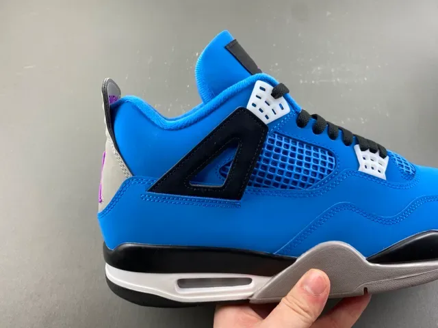 Air Jordan 4 Bright Blue Black Gray Basketball Shoes 3