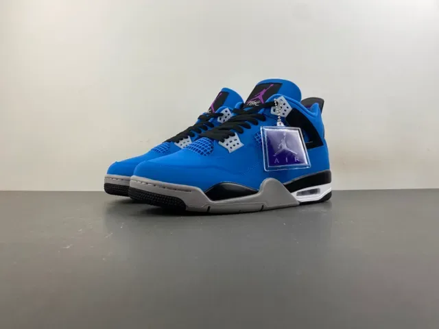 Air Jordan 4 Bright Blue Black Gray Basketball Shoes 11