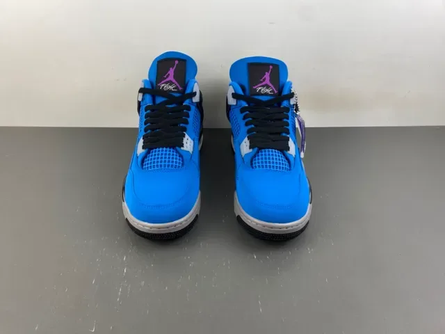 Air Jordan 4 Bright Blue Black Gray Basketball Shoes 12
