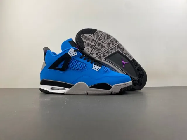 Air Jordan 4 Bright Blue Black Gray Basketball Shoes 13