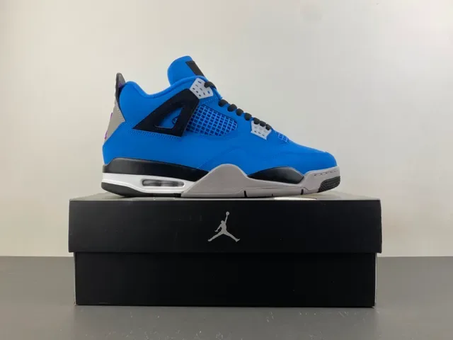 Air Jordan 4 Bright Blue Black Gray Basketball Shoes 16