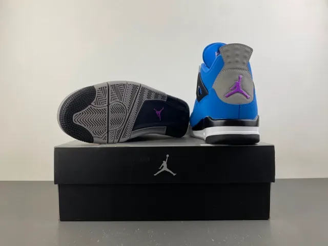 Air Jordan 4 Bright Blue Black Gray Basketball Shoes 17