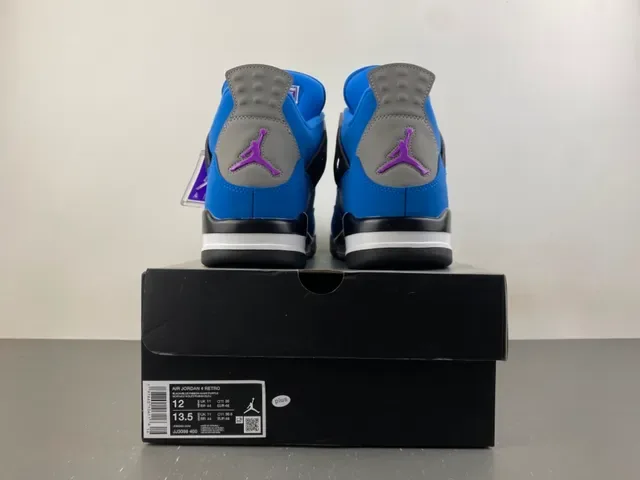 Air Jordan 4 Bright Blue Black Gray Basketball Shoes 18