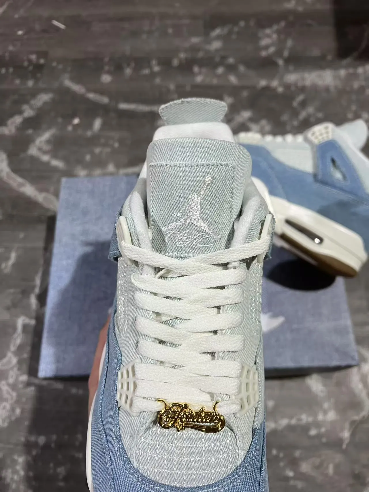 Air Jordan 4 ডেনিম হালকা নীল সাদা গাম বাস্কেটবল জুতো 4