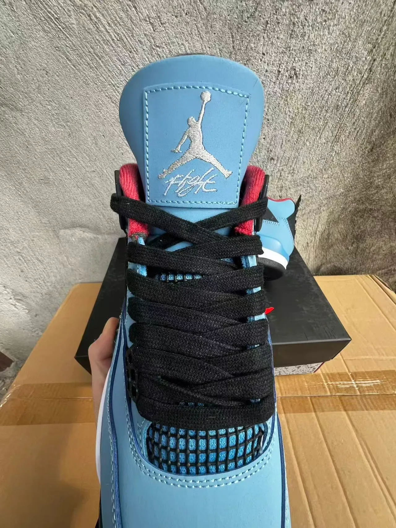 Air Jordan 4 हल्का नील काला सफेद लाल बास्केटबॉल जूते 4