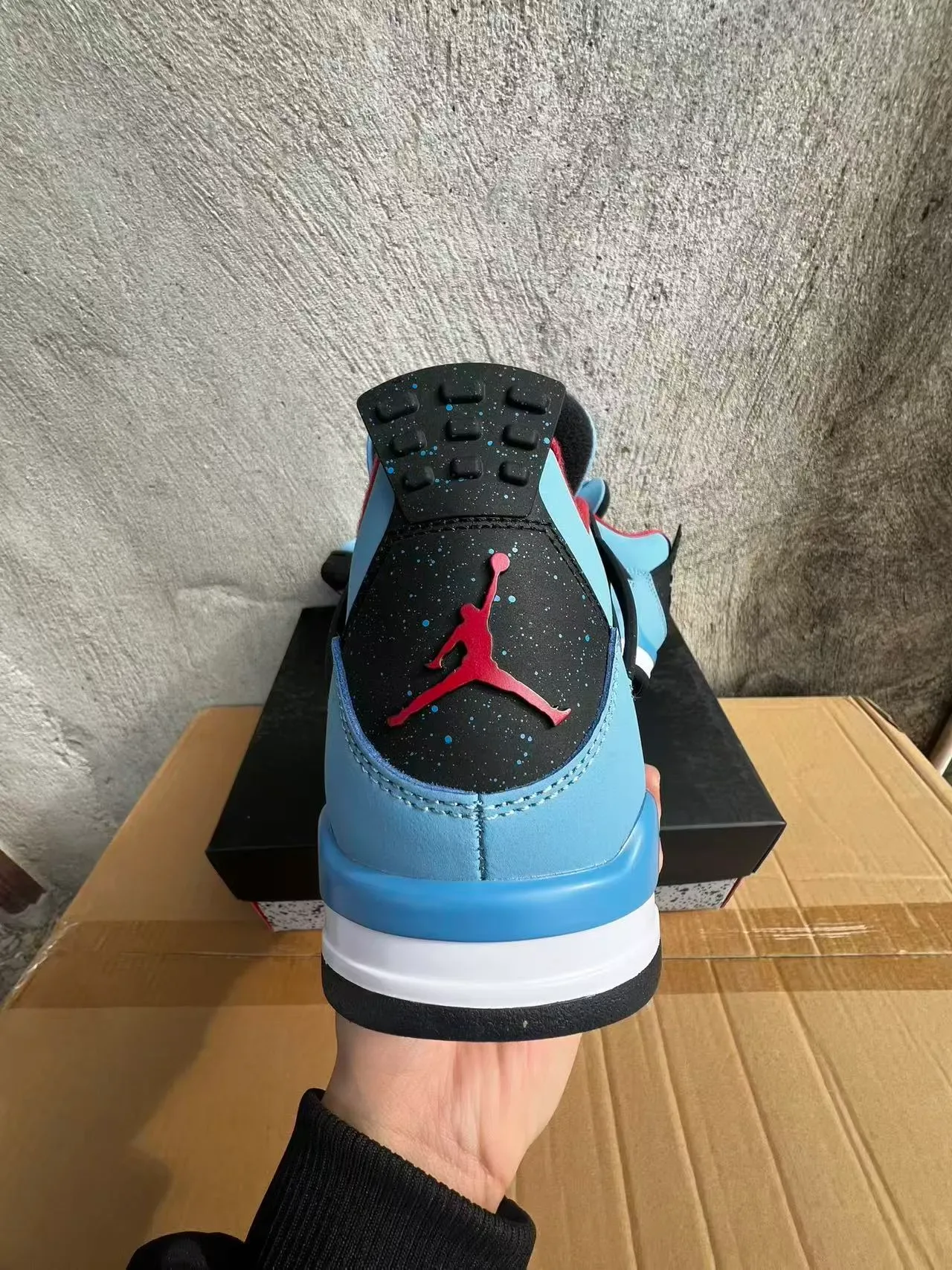 Air Jordan 4 हल्का नील काला सफेद लाल बास्केटबॉल जूते 8