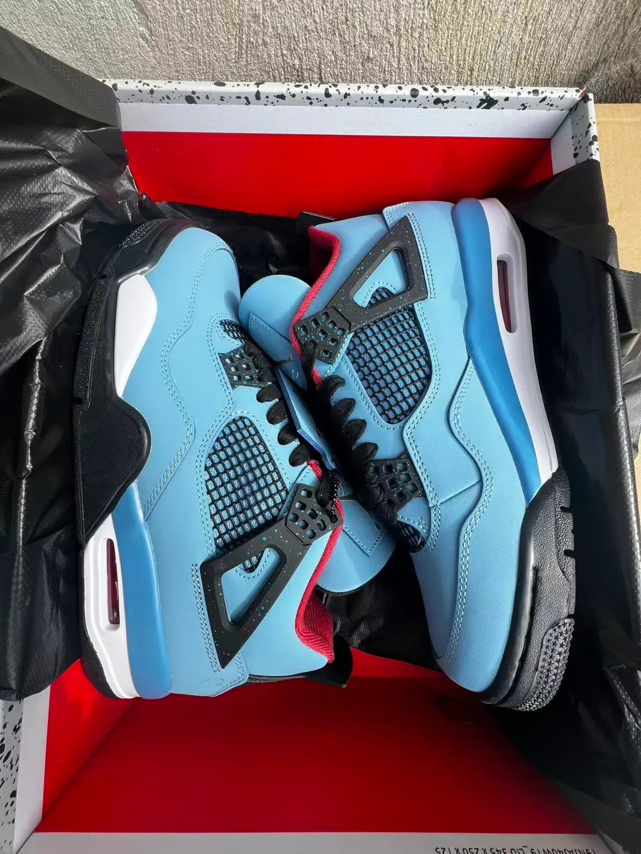 Air Jordan 4 हल्का नील काला सफेद लाल बास्केटबॉल जूते 9
