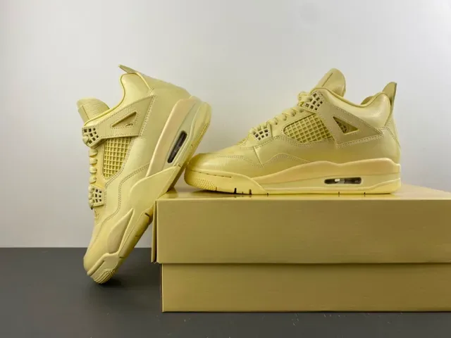 Air Jordan 4 Monochromatic Yellow Basketball Shoes 13