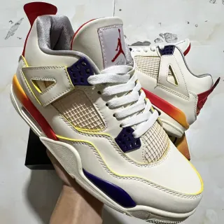 Air Jordan 4 Off-White 红橙海军蓝篮球鞋