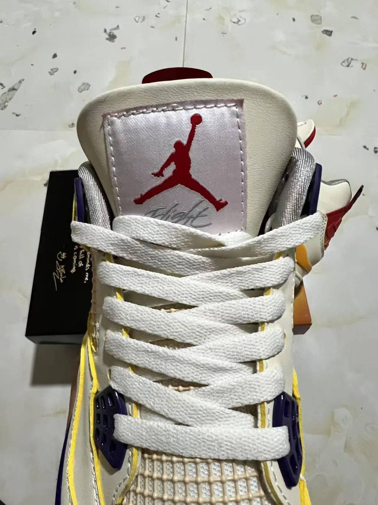 Zapatillas de baloncesto Air Jordan 4 Off-White rojo naranja azul marino 8