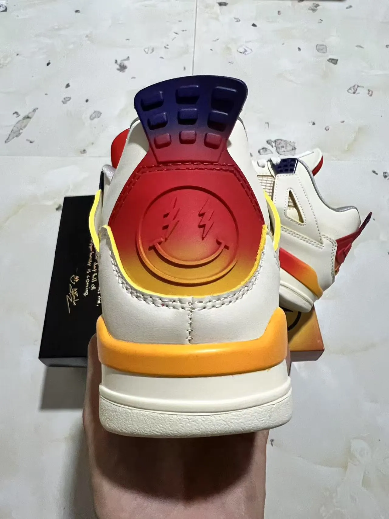 Zapatillas de baloncesto Air Jordan 4 Off-White rojo naranja azul marino 3