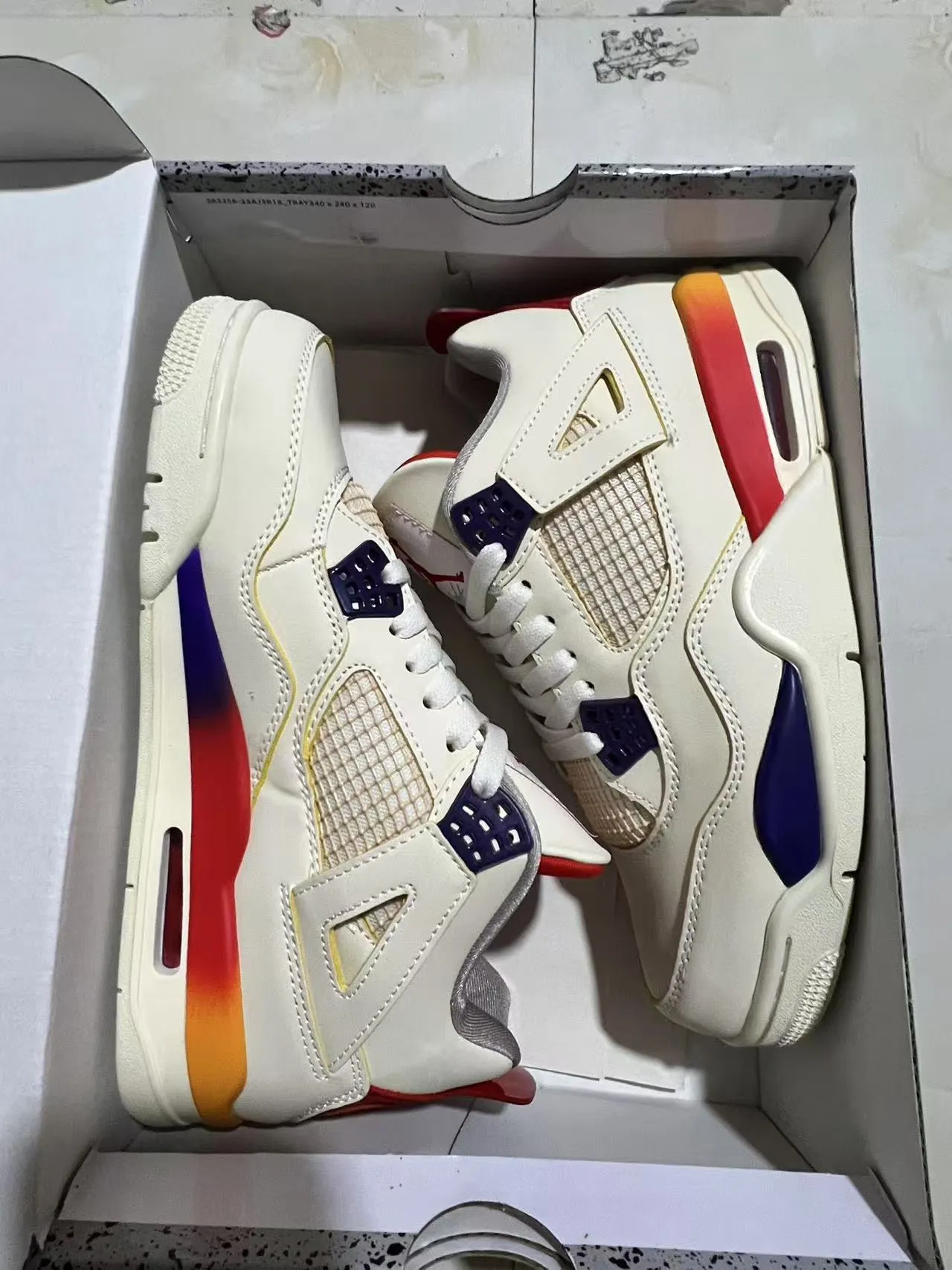 Zapatillas de baloncesto Air Jordan 4 Off-White rojo naranja azul marino 5