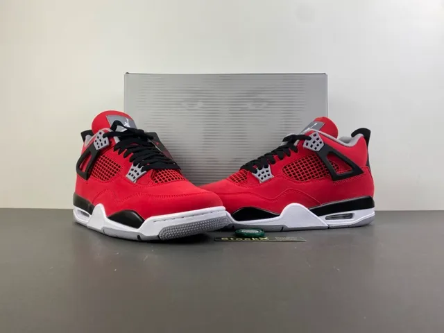Air Jordan 4 Red Black White Basketball Shoes 13