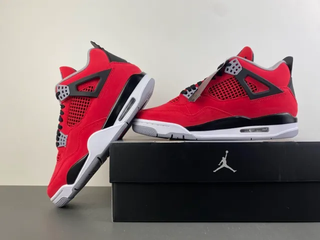 Air Jordan 4 Red Black White Basketball Shoes 14