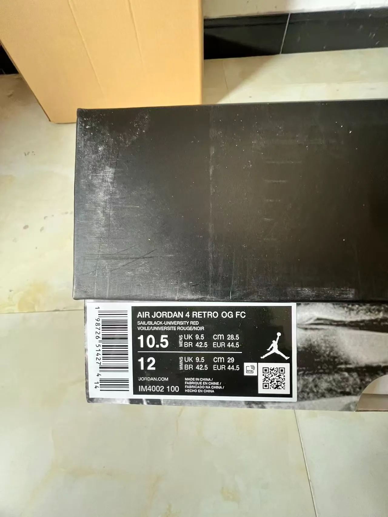 Tênis de basquete Air Jordan 4 branco preto vermelho 10